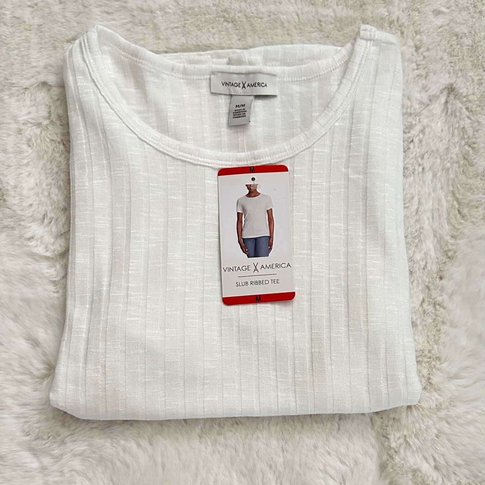 Vintage America Ladies' Slub Ribbed Tee, Size M - Picture 5 of 5